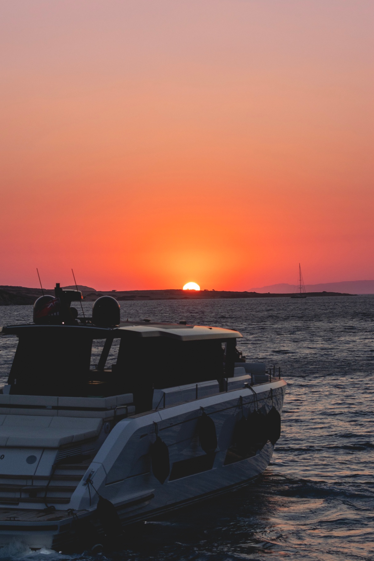 Sunset over the islands from the boat