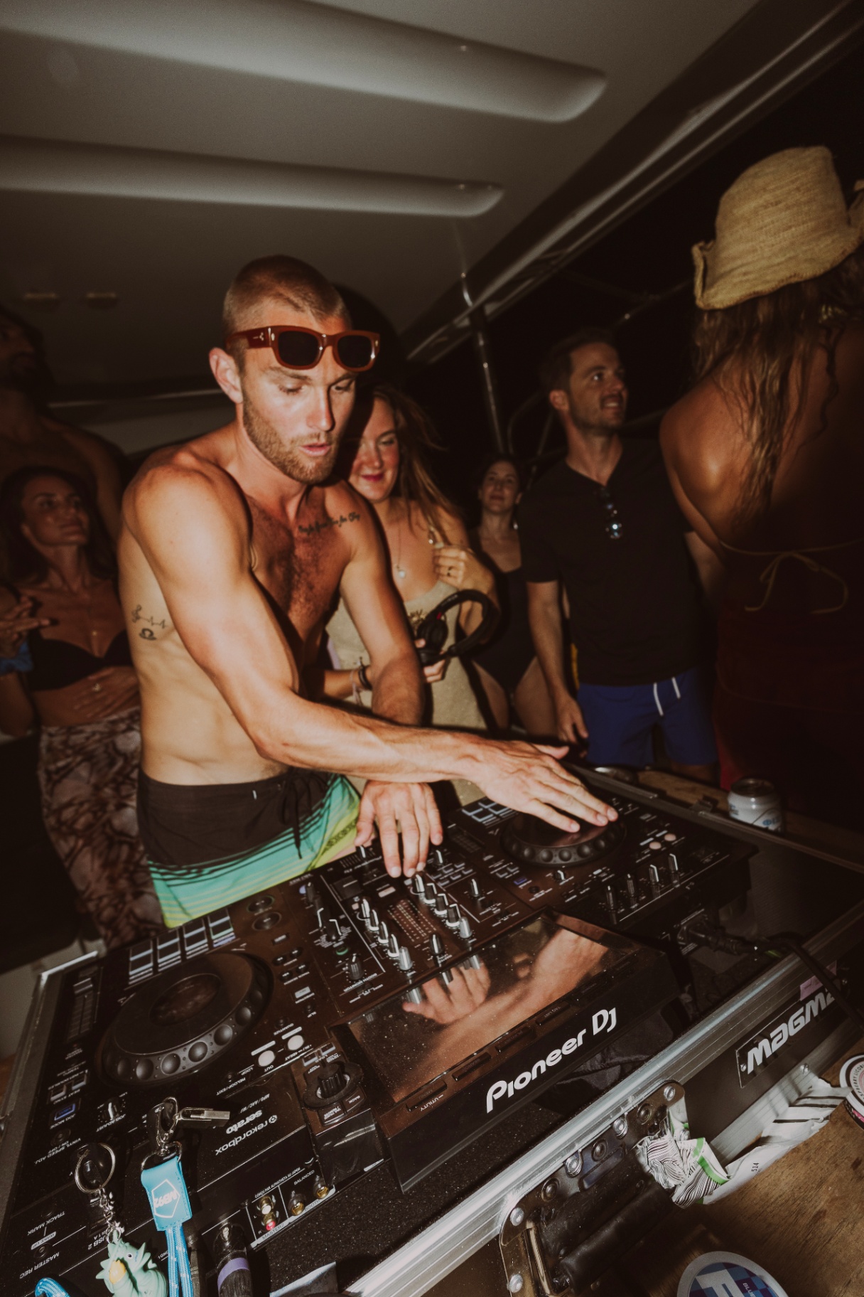DJ set on deck after dark
