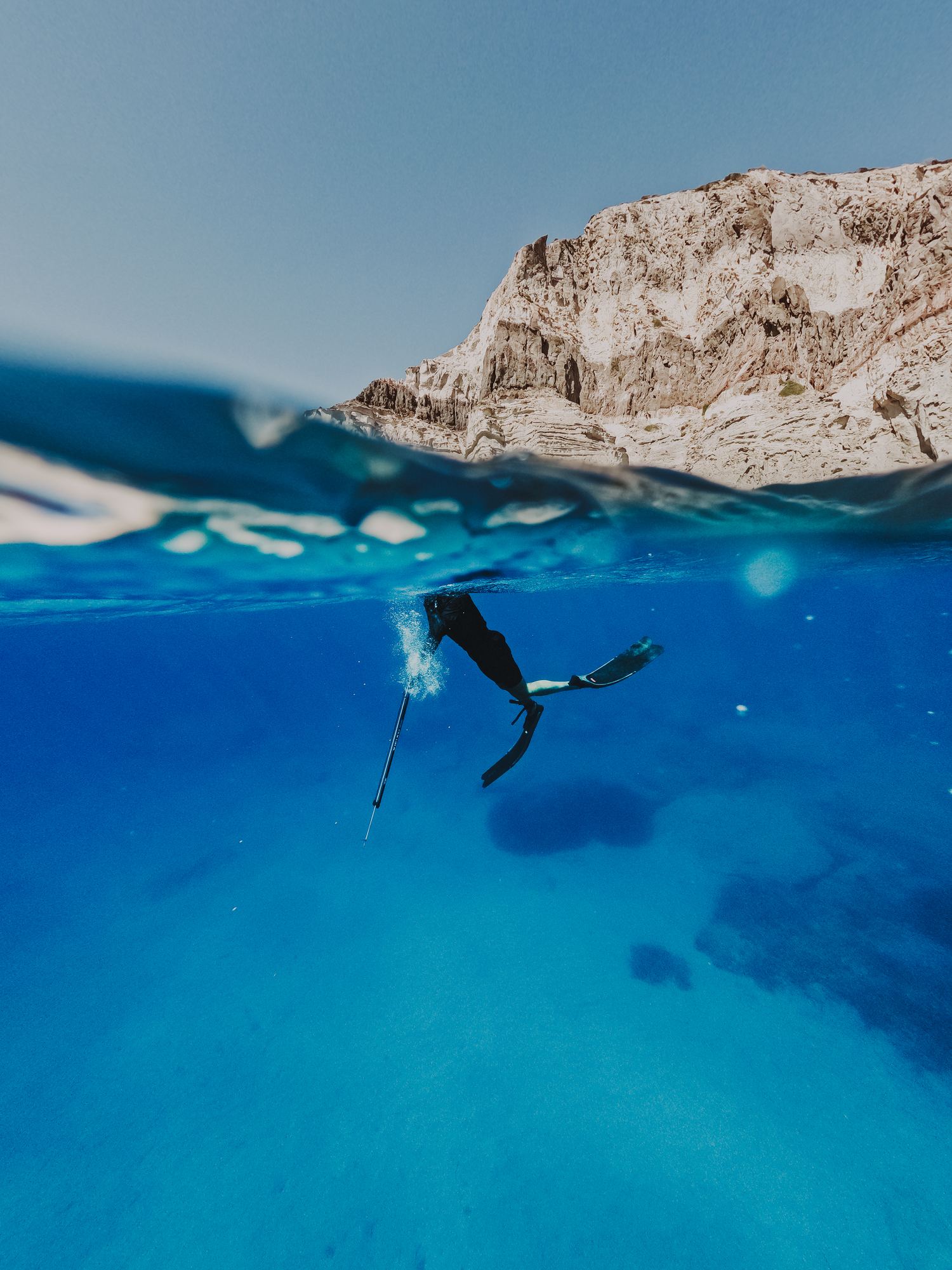 Calm day, deep water.